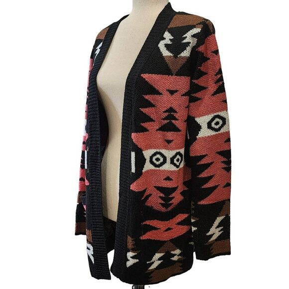 Tribal Western Boho Print Black Pink Oversized‎ Cardigan Lightweight Coat Size M - Picture 16 of 16